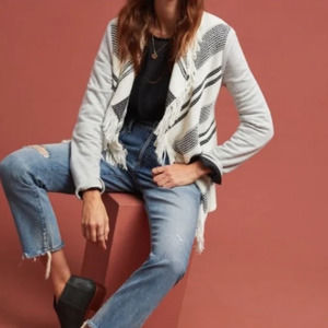 Dolan Anthropologie Sonia Striped Fringe Waterfall Cardigan Size Small